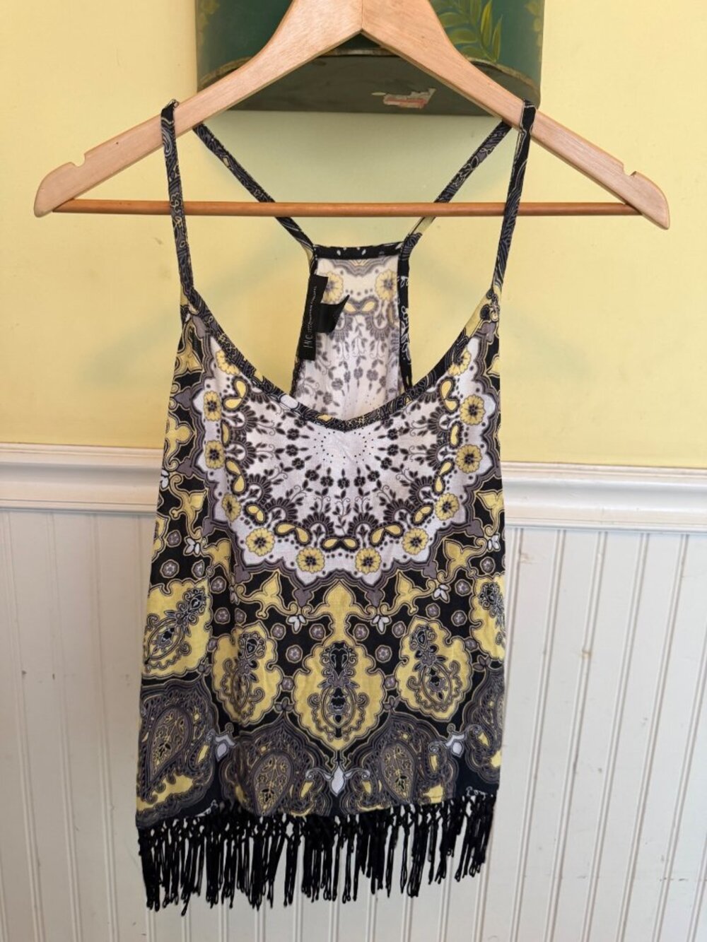 International Concepts Petite Paisley Sleeveless Fringe Hem Tank Top petite S